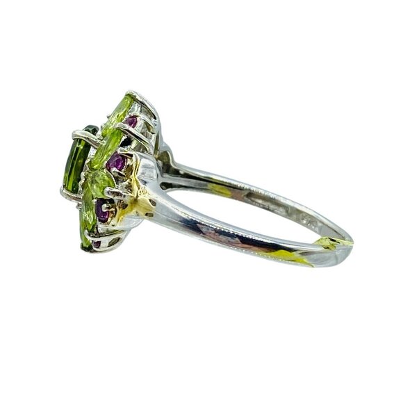 NWT Chuck Clemency Sterling Silver 925 Peridot Garnet Cluster Ring Size 10.25 - Picture 6 of 10